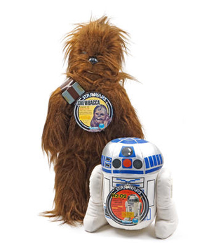 Chewbacca Stuffed Toy with Bandolier and R2D2 Stuffed Toy with Sound from Kenner (1977 to 1978)