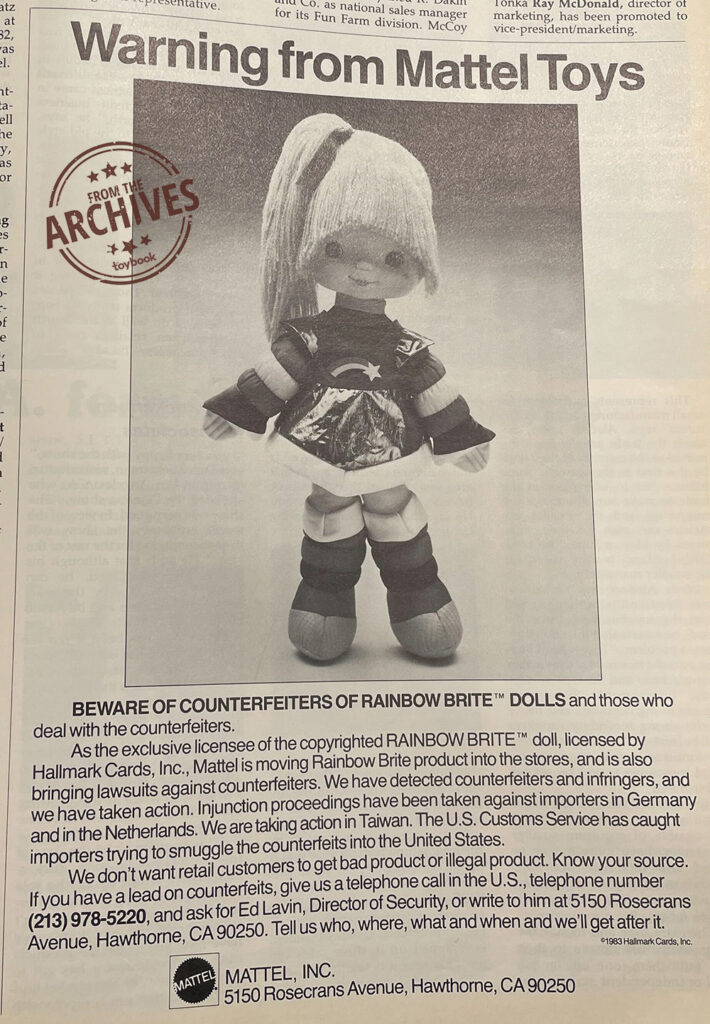 From the Archives: Mattel's Warning Regarding Bootleg Rainbow Brite ...