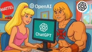 An AI-generated image of Barbie and He-Man using ChatGPT.