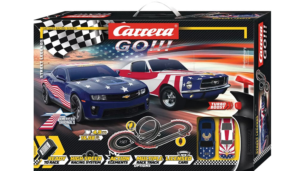 carrera go 最長8.4m ACアダプター付フルセット CARRERA GO!!! AMERICAN ORIGINALS STREET LEGENDS SLOT CAR SET - The