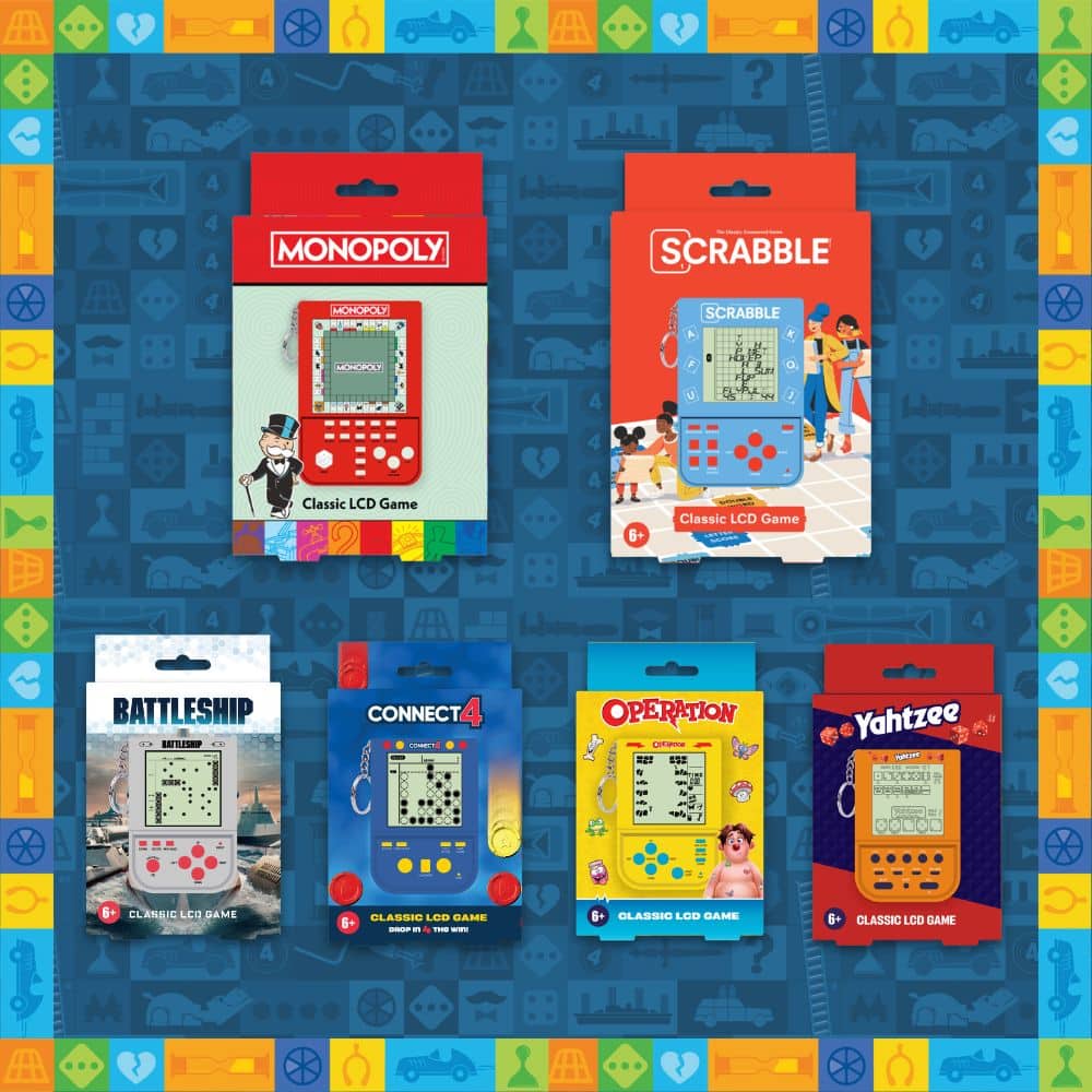 This Hasbro range features handheld games for Monopoly, Operation, Yahtzee, and more. | Source: Fizz Creations